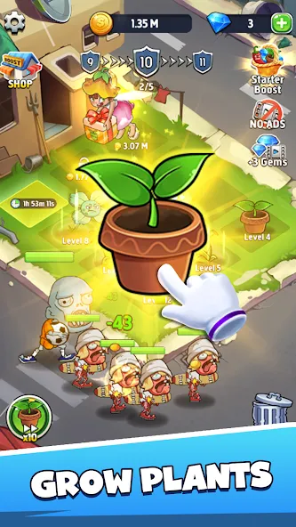 Взломанная Merge Plants – Monster Defense [MOD: безлимитные монеты и усиленные растения] на Андроид — скриншот 1