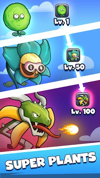Взломанная Merge Plants – Monster Defense [MOD: безлимитные монеты и усиленные растения] на Андроид — скриншот 2