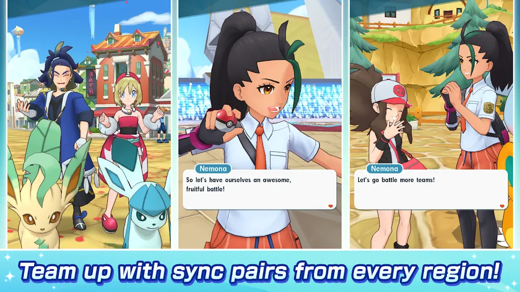 Скачать Pokémon Masters EX [MOD: безлимитные кристаллы и усиленные синхропары] на телефон — скриншот 1