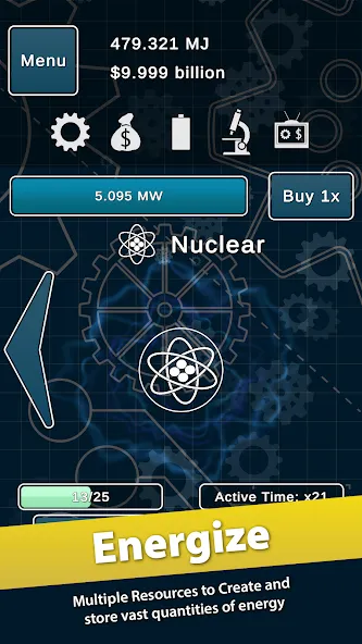Взломанная Idle Power [MOD: много энергии и быстрый прогресс] на Андроид — скриншот 1