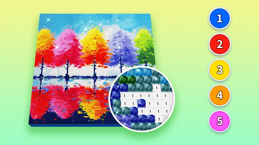 Взломанная Diamond Painting by Number [MOD: безлимитные алмазы и все наборы] на Андроид — скриншот 2