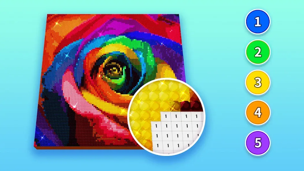 Взломанная Diamond Painting by Number [MOD: безлимитные алмазы и все наборы] на Андроид — скриншот 3