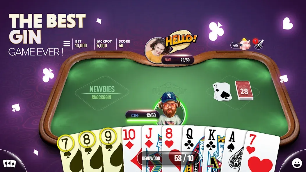 Скачать взлом Gin Rummy Extra - Online Rummy [MOD: безлимитные монеты и премиум-функции] — скриншот 1