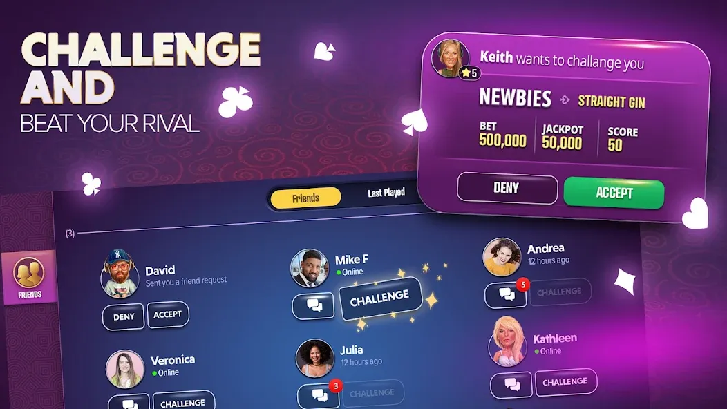 Скачать взлом Gin Rummy Extra - Online Rummy [MOD: безлимитные монеты и премиум-функции] — скриншот 3