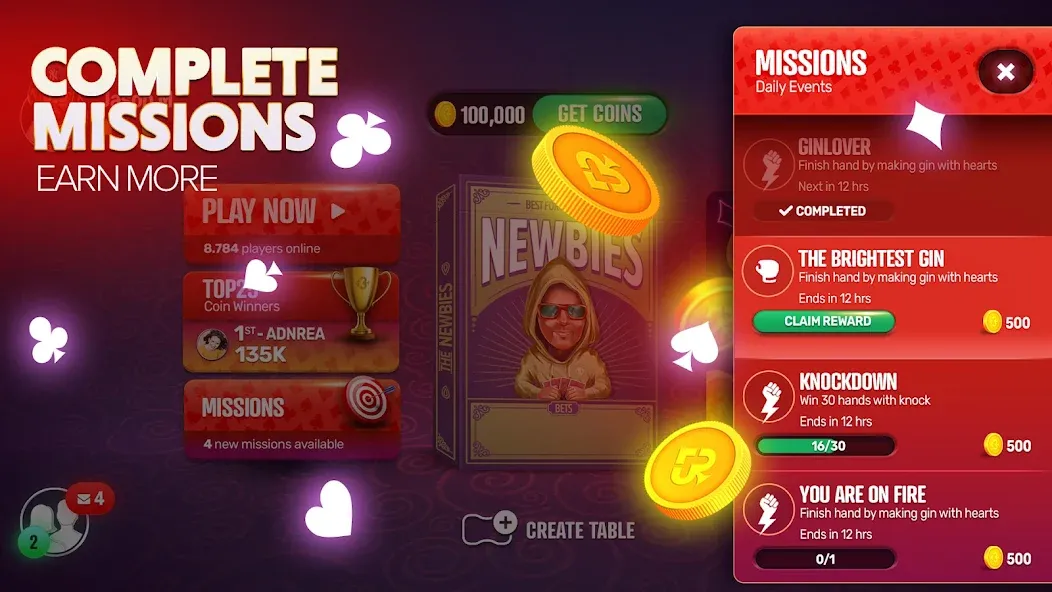 Скачать взлом Gin Rummy Extra - Online Rummy [MOD: безлимитные монеты и премиум-функции] — скриншот 4