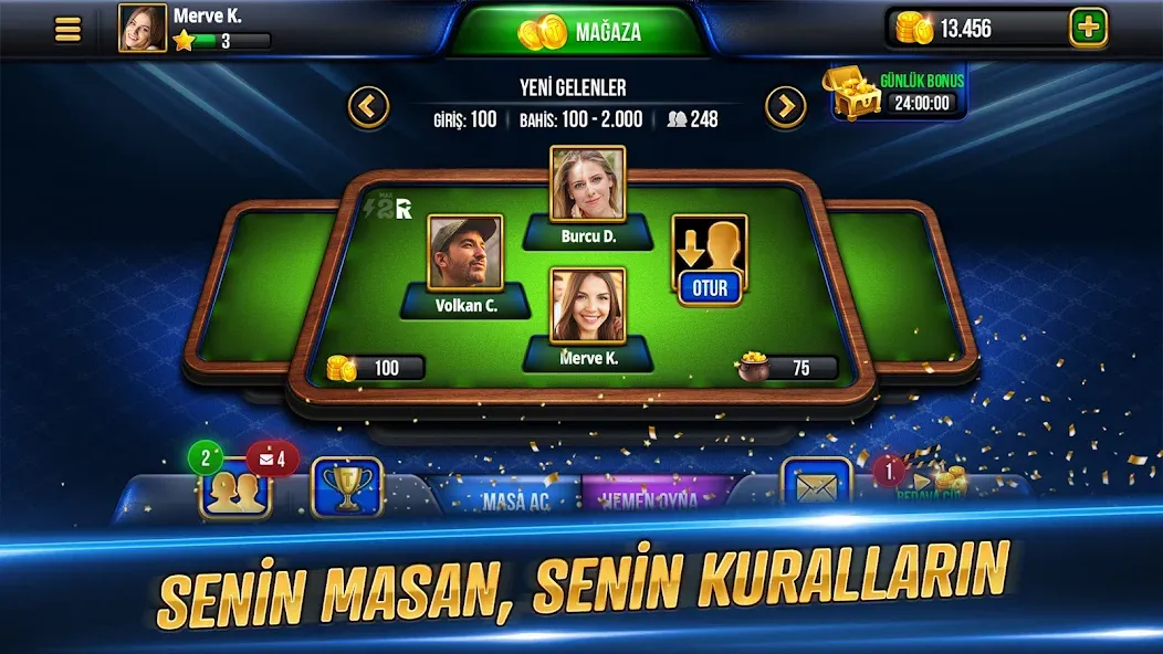 Tekel Okey [MOD: безлимитные монеты и подсказки] — Скачать бесплатно (APK) — скриншот 4