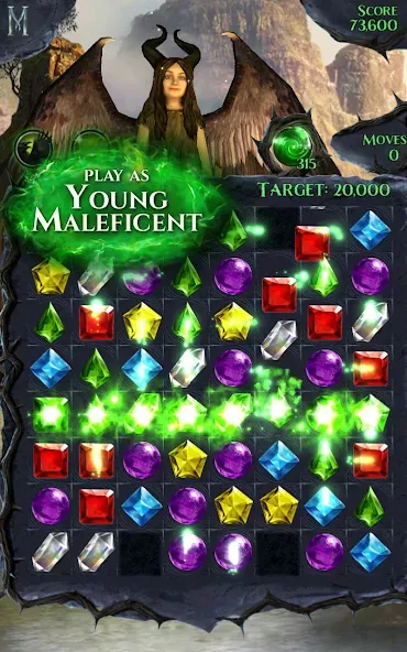 Взломанная Disney Maleficent Free Fall [MOD: безлимитные жизни и бонусы] на Андроид — скриншот 1