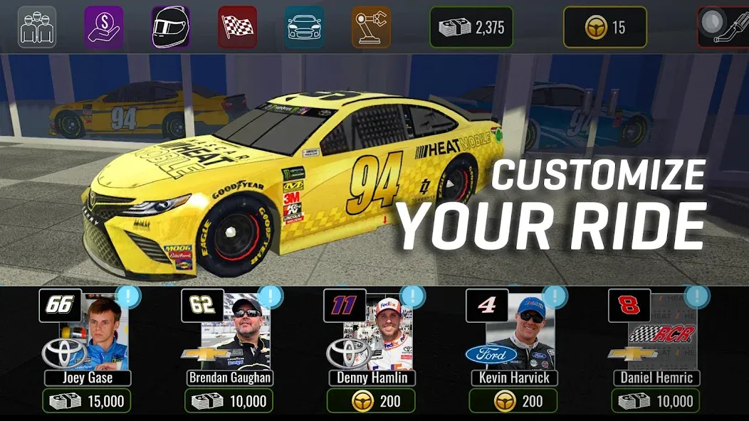 NASCAR Heat Mobile [MOD: безлимитные деньги и все машины открыты] (Бесплатно / APK) — скриншот 2