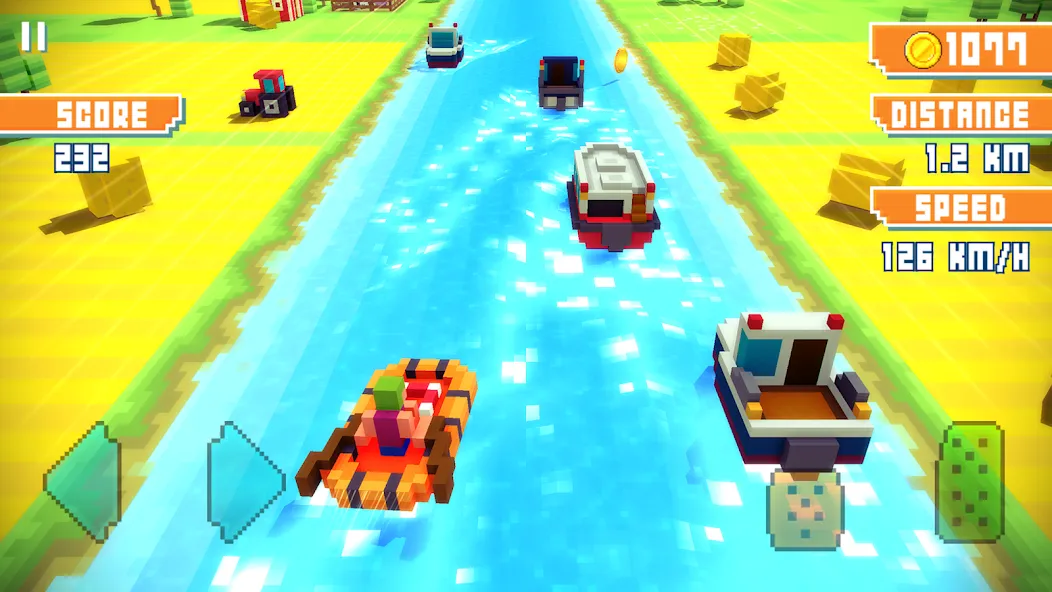 Blocky Highway: Traffic Racing [MOD: безлимитные деньги и топливо] на Андроид — скриншот 2