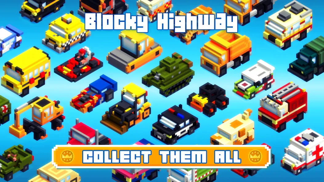 Blocky Highway: Traffic Racing [MOD: безлимитные деньги и топливо] на Андроид — скриншот 3