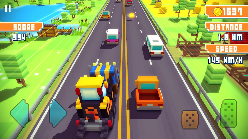 Blocky Highway: Traffic Racing [MOD: безлимитные деньги и топливо] на Андроид — скриншот 4