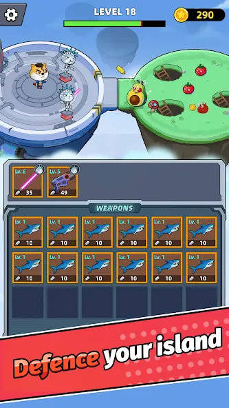 Скачать Merge Weapons：Air Island TD [MOD: много денег и ресурсов] на телефон — скриншот 4