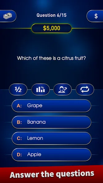 Скачать взлом Millionaire 2024 Trivia Quiz [MOD: безлимитные подсказки и жизни] — скриншот 1