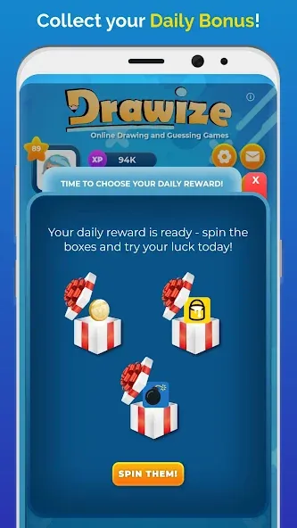 Взломанная Drawize - Draw and Guess [MOD: без рекламы и бесконечные подсказки] на Андроид — скриншот 4