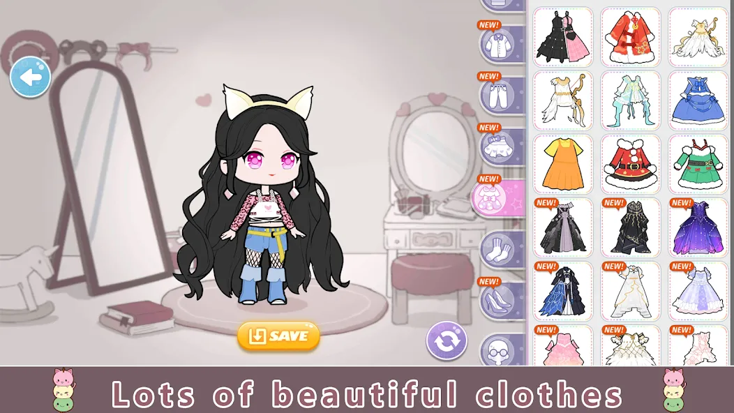 YOYO Doll Anime Dress Up Game [MOD: открыты все наряды и аксессуары] на Андроид — скриншот 2