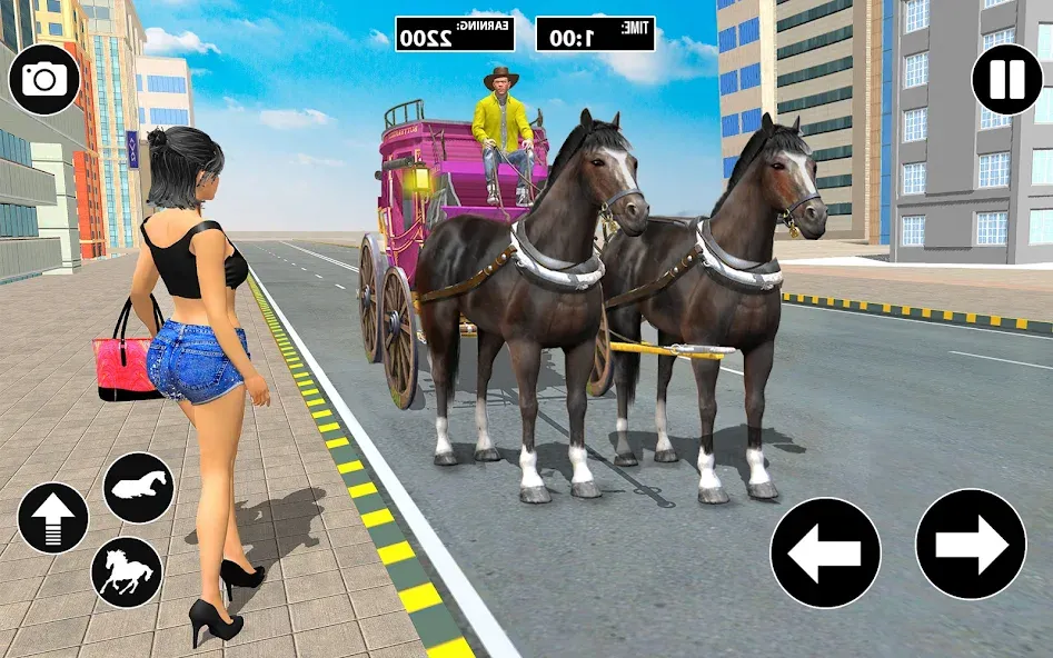 Скачать взлом Horse Cart Taxi Transport Game [MOD: безлимитные деньги и транспорт] — скриншот 1