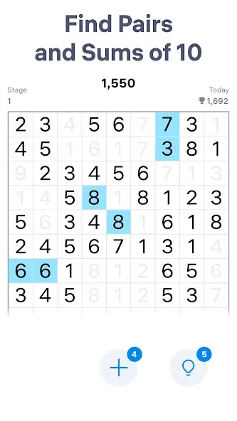 Взломанная Number Match - Number Games [MOD: без рекламы и бесконечные подсказки] на Андроид — скриншот 1
