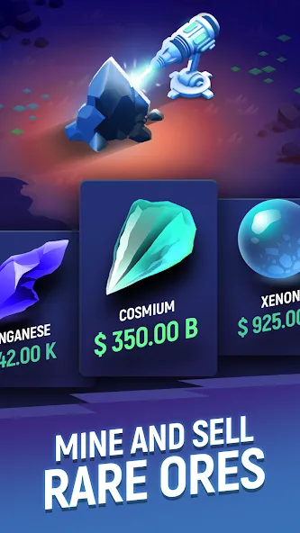 Скачать ExoMiner - Idle Miner Universe [MOD: безлимитные деньги и ресурсы] на телефон — скриншот 3