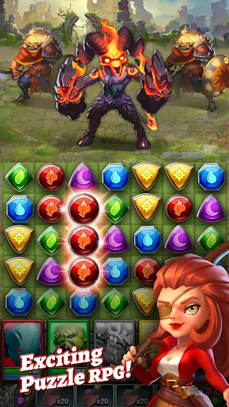 Взломанная Dragon Strike: Puzzle RPG [MOD: безлимитные ресурсы и усиленные драконы] на Андроид — скриншот 1