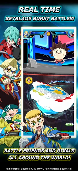 Скачать Beyblade Burst Rivals [MOD: безлимитные деньги и усиленные бейблейды] на телефон — скриншот 2