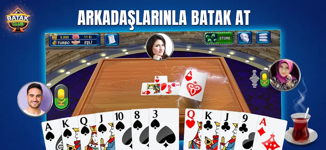 Скачать Batak Club - Play Spades [MOD: безлимитные монеты и подсказки] на телефон — скриншот 1