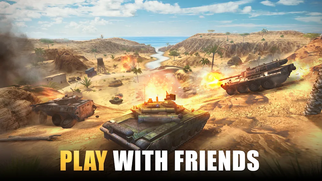 Взломанная Tank Force: Tank games blitz [MOD: безлимитные деньги и техника] на Андроид — скриншот 1
