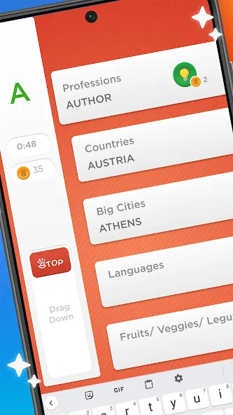 Скачать взлом Stop - Categories Word Game [MOD: без рекламы и бесконечные подсказки] — скриншот 1