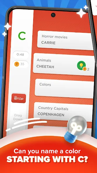 Скачать взлом Stop - Categories Word Game [MOD: без рекламы и бесконечные подсказки] — скриншот 3