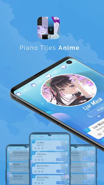 Piano Anime Tiles Music [MOD: без рекламы и открыты все песни] (Бесплатно / APK) — скриншот 1