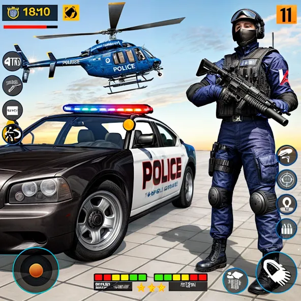Скачать US Police Shooting Crime City [MOD: безлимитные деньги и оружие] — скриншот 1