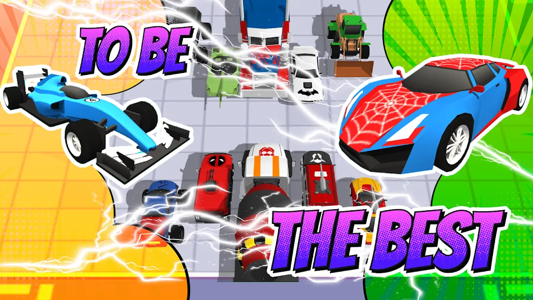 Скачать взлом Superhero Car Merge Battle [MOD: много денег и все машины] — скриншот 1