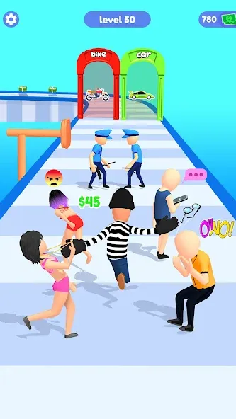 Скачать Thief Run Race 3D: Fun Race [MOD: без рекламы и бесконечные монеты] на телефон — скриншот 2