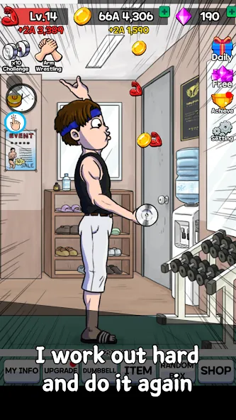 Скачать взлом Arm Wrestling Clicker [MOD: безлимитные деньги и усиленная сила] — скриншот 4