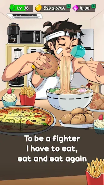 Food Fighter Clicker Games [MOD: много денег и энергии] (Бесплатно / APK) — скриншот 1