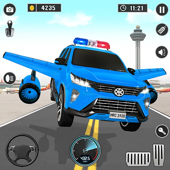 Скачать взлом Flying Prado Car Robot Game [MOD: безлимитные деньги и полёт] — скриншот 1