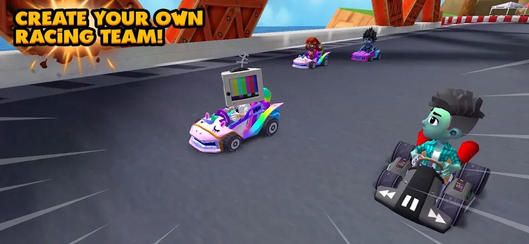 Boom Karts Multiplayer Racing [MOD: безлимитные деньги и все машины открыты] на Андроид — скриншот 3