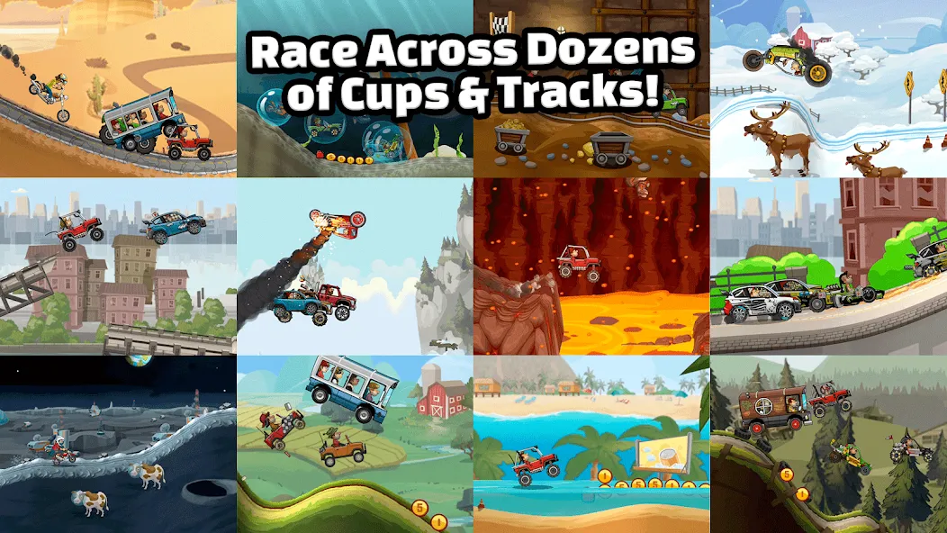 Взломанная Hill Climb Racing 2 [MOD: безлимитные монеты и топливо] на Андроид — скриншот 2