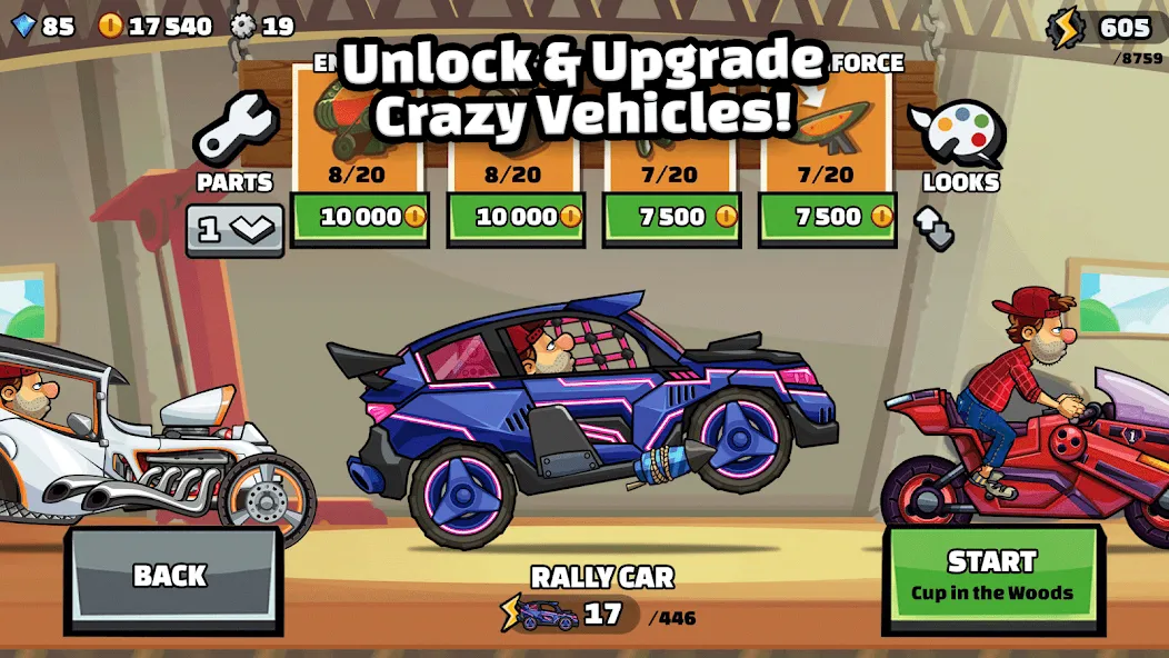Взломанная Hill Climb Racing 2 [MOD: безлимитные монеты и топливо] на Андроид — скриншот 3