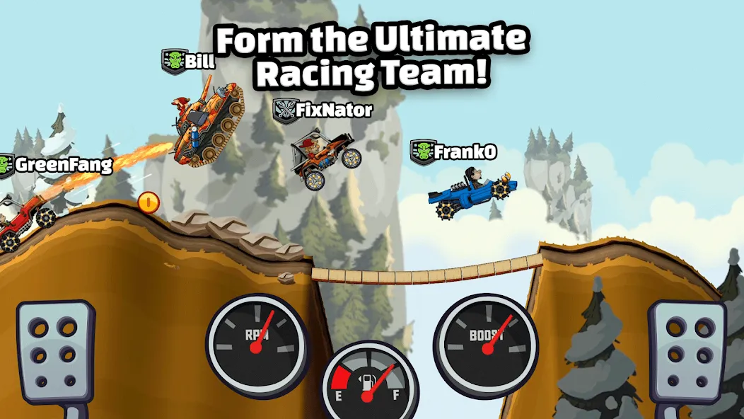 Взломанная Hill Climb Racing 2 [MOD: безлимитные монеты и топливо] на Андроид — скриншот 5