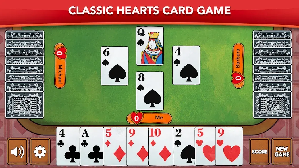 Hearts - Card Game Classic [MOD: без рекламы и открыты все уровни] (Бесплатно / APK) — скриншот 1