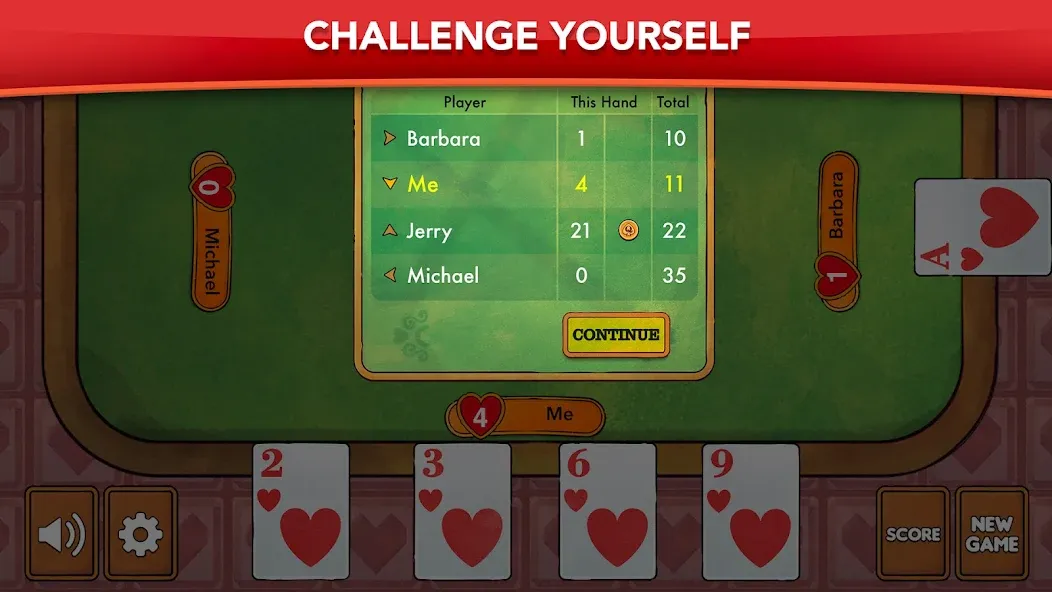 Hearts - Card Game Classic [MOD: без рекламы и открыты все уровни] (Бесплатно / APK) — скриншот 4