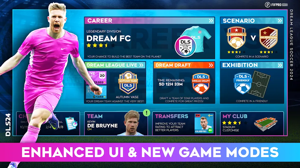 Скачать Dream League Soccer 2024 [MOD: безлимитные деньги и все команды открыты] — скриншот 1