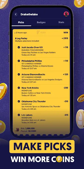 Взломанная Fliff - Sports Picks [MOD: спортивные прогнозы без ограничений] на Андроид — скриншот 2