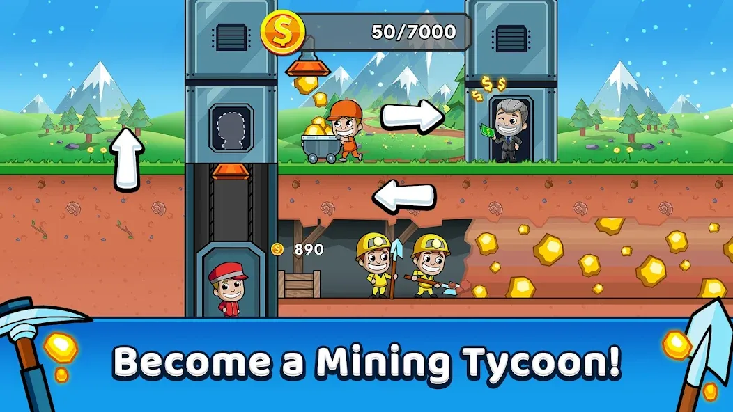 Скачать Idle Miner Tycoon: Gold Games [MOD: безлимитные деньги и много золота] — скриншот 1