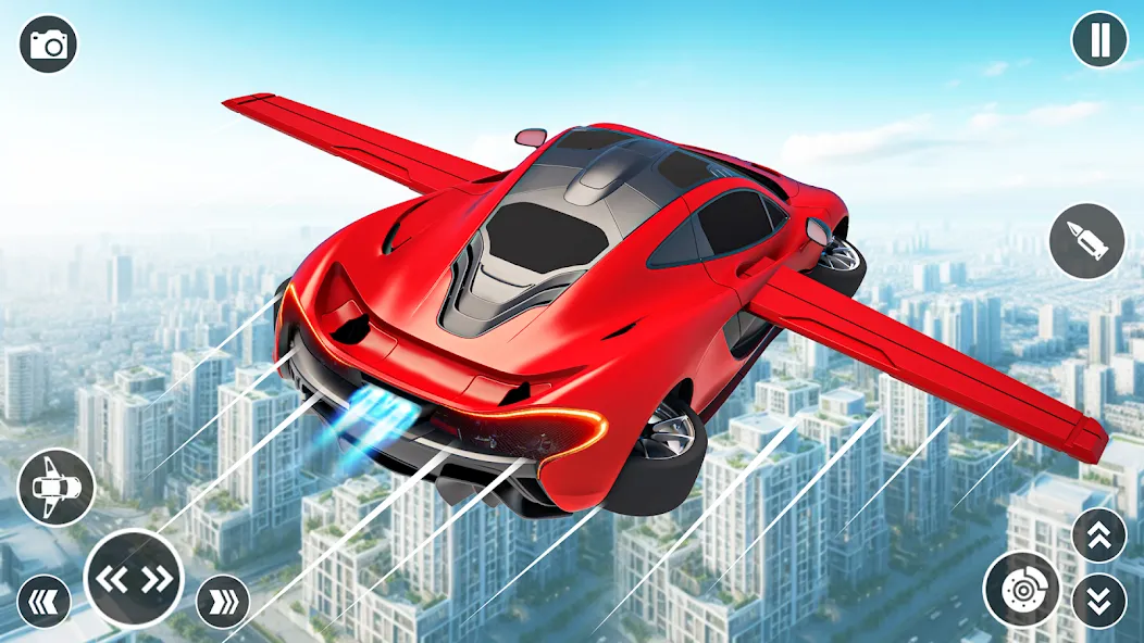Скачать взлом Flying Car Robot Shooting Game [MOD: безлимитные деньги и оружие] — скриншот 1