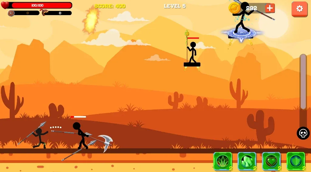 Spear war with Stickman [MOD: безлимитные монеты и усиленное оружие] последняя версия — скриншот 1
