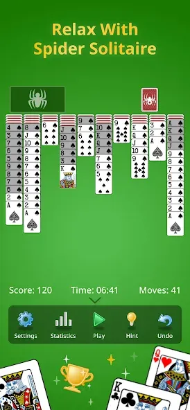 Spider Solitaire Classic [MOD: без рекламы и все масти открыты] (Бесплатно / APK) — скриншот 1