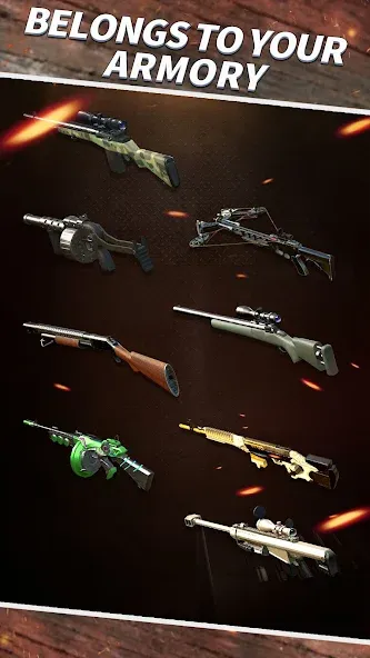 Скачать Sniper Shooting : 3D Gun Game [MOD: безлимитные деньги и оружие] на телефон — скриншот 3