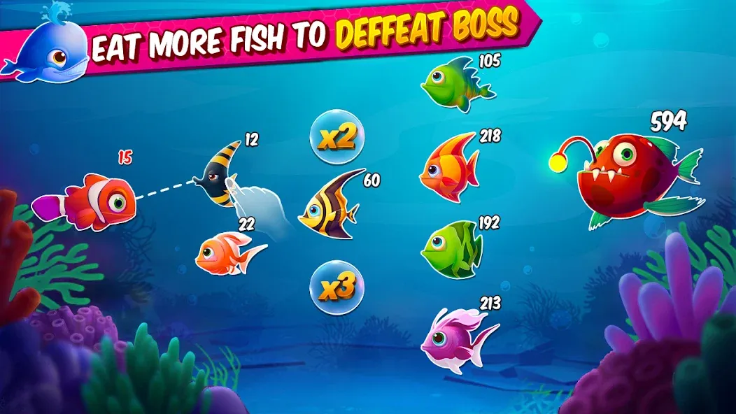 Взломанная Big Eat Fish Games Shark Games [MOD: безлимитные деньги и усиленная акула] на Андроид — скриншот 2