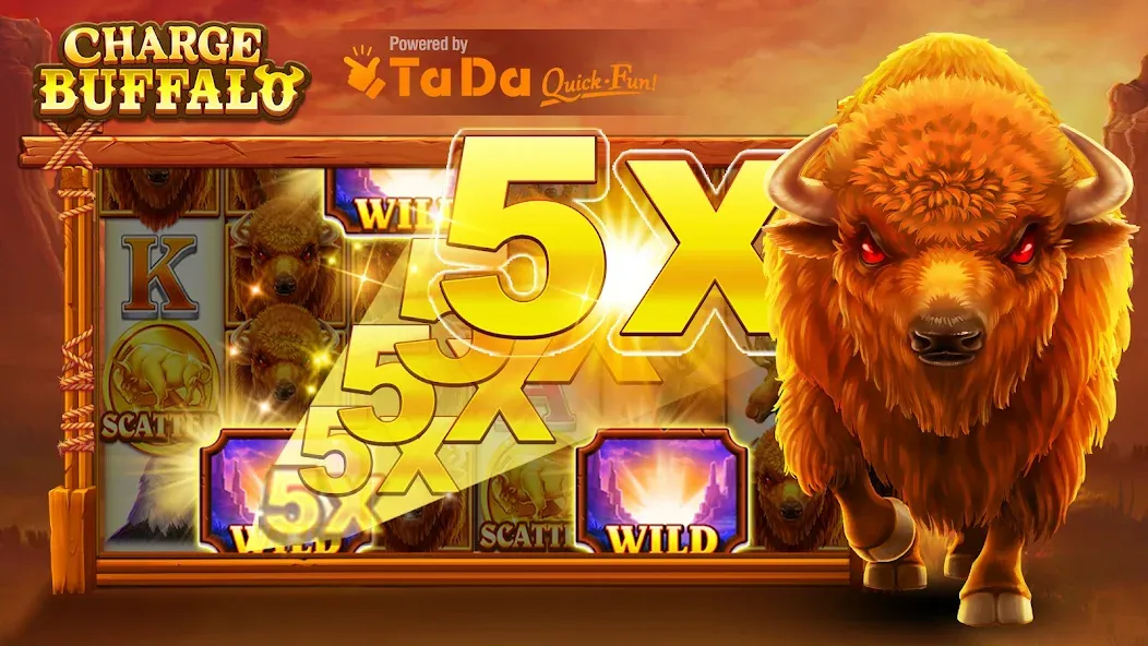 Charge Buffalo Slot-TaDa Games [MOD: безлимитные монеты и бонусы] — Скачать бесплатно (APK) — скриншот 1